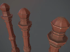 barrier bollard pack 2 v4 red three texture options low poly lods 3D Model