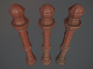 barrier bollard pack 2 v4 red three texture options low poly lods 3D मॉडल