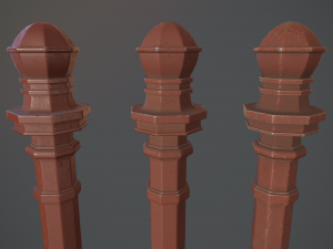 barrier bollard pack 2 v4 red three texture options low poly lods 3D मॉडल