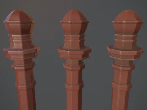 barrier bollard pack 2 v4 red three texture options low poly lods 3D Model