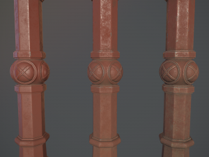 barrier bollard pack 2 v4 red three texture options low poly lods 3D मॉडल