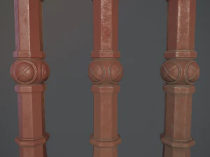 barrier bollard pack 2 v4 red three texture options low poly lods 3D Model