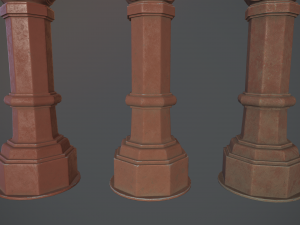 barrier bollard pack 2 v4 red three texture options low poly lods 3D मॉडल