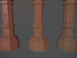 barrier bollard pack 2 v4 red three texture options low poly lods 3D Model