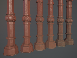 barrier bollard pack 2 v4 red three texture options low poly lods 3D मॉडल