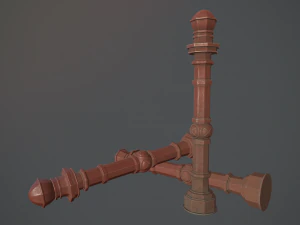 barrier bollard pack 2 v4 red three texture options low poly lods 3D Model