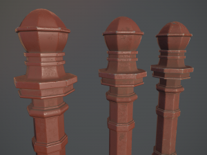 barrier bollard pack 2 v4 red three texture options low poly lods 3D मॉडल