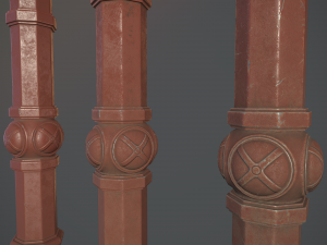 barrier bollard pack 2 v4 red three texture options low poly lods 3D मॉडल