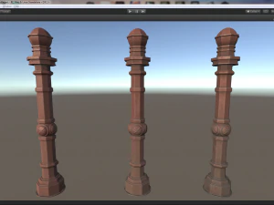 barrier bollard pack 2 v4 red three texture options low poly lods 3D Model