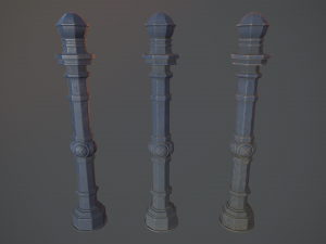 barrier bollard pack 2 v5 blue three texture options low poly lods Model 3D
