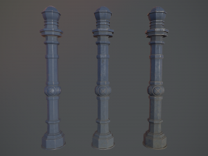 barrier bollard pack 2 v5 blue three texture options low poly lods Model 3D