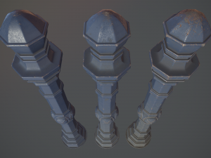 barrier bollard pack 2 v5 blue three texture options low poly lods Model 3D