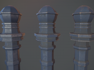 barrier bollard pack 2 v5 blue three texture options low poly lods Model 3D