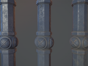 barrier bollard pack 2 v5 blue three texture options low poly lods Model 3D