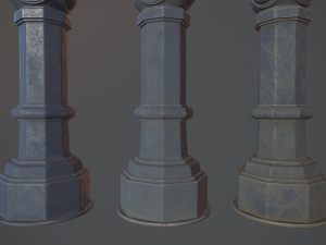 barrier bollard pack 2 v5 blue three texture options low poly lods Model 3D
