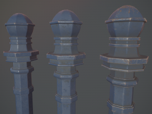 barrier bollard pack 2 v5 blue three texture options low poly lods Model 3D