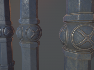 barrier bollard pack 2 v5 blue three texture options low poly lods Model 3D