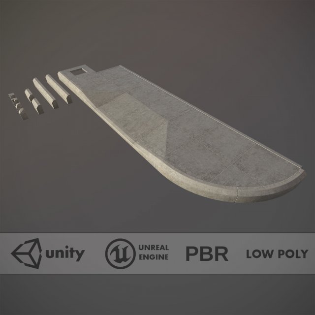 sidewalk - modular set 4 low poly 3D Model .c4d .max .obj .3ds .fbx .stl .blend 