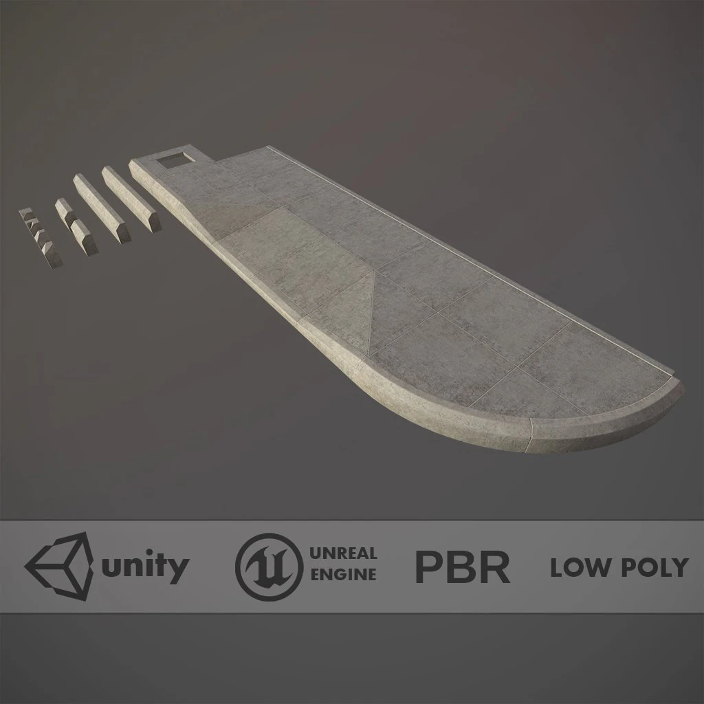 sidewalk - modular set 4 low poly 3D Model .c4d .max .obj .3ds .fbx .stl .blend 