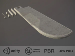 Gehweg - modulares Set 4 Low Poly 3D Modell