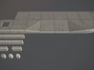 sidewalk - modular set 4 low poly 3D Model