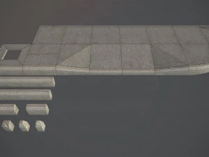 sidewalk - modular set 4 low poly 3D Model