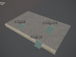 sidewalk - modular set 4 low poly 3D Model