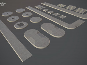sidewalk - modular set 4 low poly 3D Model