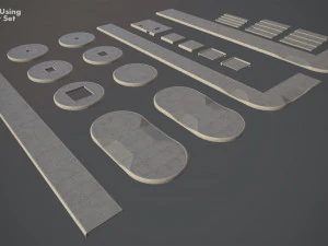 sidewalk - modular set 4 low poly 3D Model