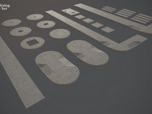 sidewalk - modular set 4 low poly 3D Model