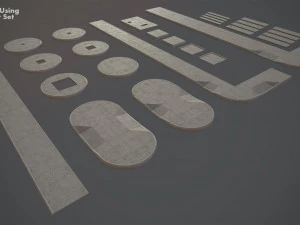 sidewalk - modular set 4 low poly 3D Model