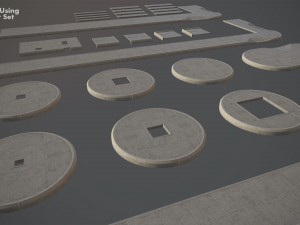 sidewalk - modular set 4 low poly 3D Model