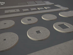 sidewalk - modular set 4 low poly 3D Model