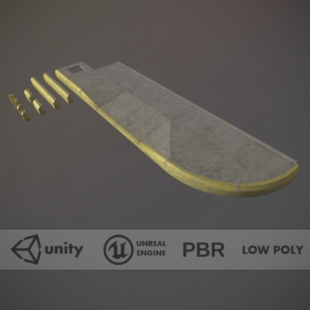 sidewalk - modular set 4 with yellow curb low poly 3D Модель .c4d .max .obj .3ds .fbx .stl .blend 