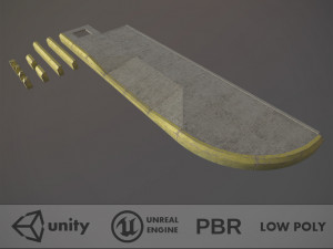 sidewalk - modular set 4 with yellow curb low poly 3D मॉडल