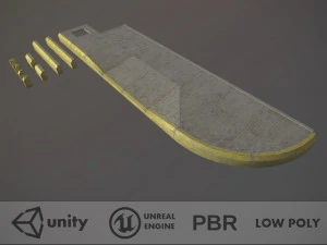 Gehweg - Modulset 4 mit gelbem Bordstein Low Poly 3D Modell