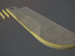 sidewalk - modular set 4 with yellow curb low poly 3D Модель