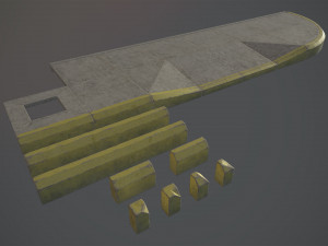 sidewalk - modular set 4 with yellow curb low poly 3D Модель