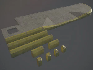 trottoir - ensemble modulaire 4 avec bordure jaune low poly Modèle 3D