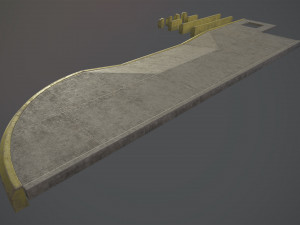 sidewalk - modular set 4 with yellow curb low poly 3D Модель