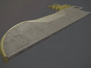 trottoir - ensemble modulaire 4 avec bordure jaune low poly Modèle 3D