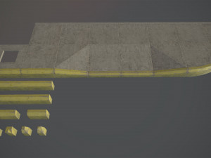 sidewalk - modular set 4 with yellow curb low poly 3D Модель