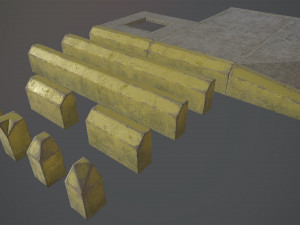 sidewalk - modular set 4 with yellow curb low poly 3D Модель