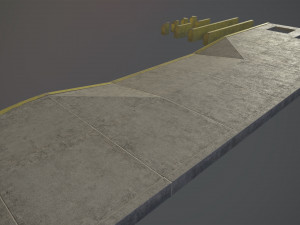 sidewalk - modular set 4 with yellow curb low poly 3D Модель