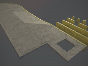 sidewalk - modular set 4 with yellow curb low poly 3D Модель