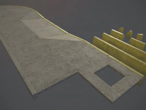 trottoir - ensemble modulaire 4 avec bordure jaune low poly Modèle 3D