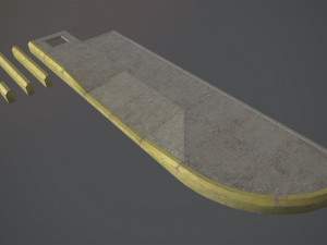 sidewalk - modular set 4 with yellow curb low poly 3D Модель