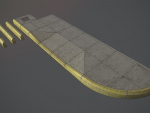sidewalk - modular set 4 with yellow curb low poly 3D Модель