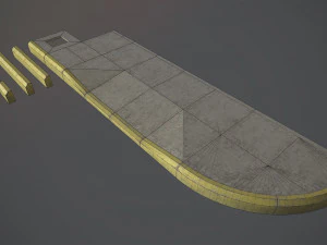 trottoir - ensemble modulaire 4 avec bordure jaune low poly Modèle 3D