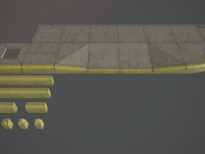 sidewalk - modular set 4 with yellow curb low poly 3D Модель